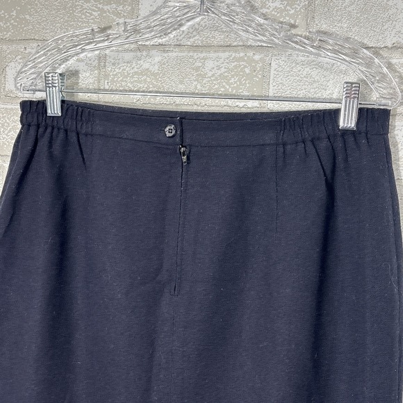Vtg Briggs Navy Wool Blend Skirt 14 Fringe Lagenlook‎ Western Minimalist Classic - Picture 4 of 9